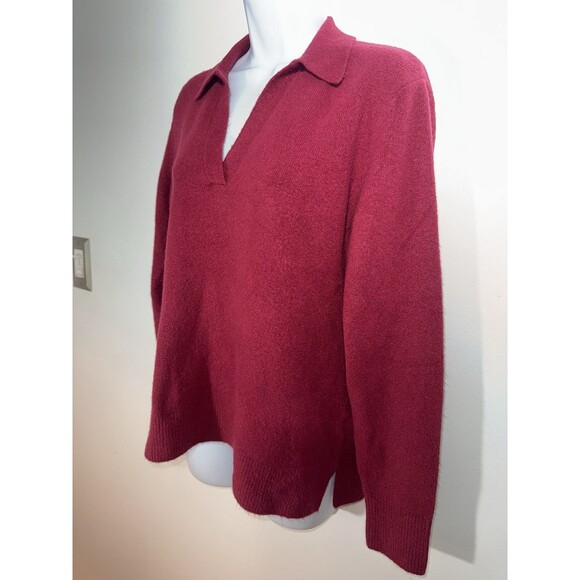 J. Crew Sweater Polo Collared Extra Soft Yarn Pullover Burgundy Women Medium - Picture 2 of 10